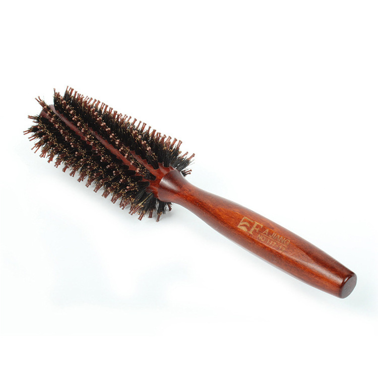 Factory Professional Detangling Hairbrush Custom Private Label Natural Wooden Boar Bristle Round Roller Hair Brush Styling Comb