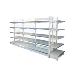 pharmacy used wire gondola supermarket shelving mesh back shelves