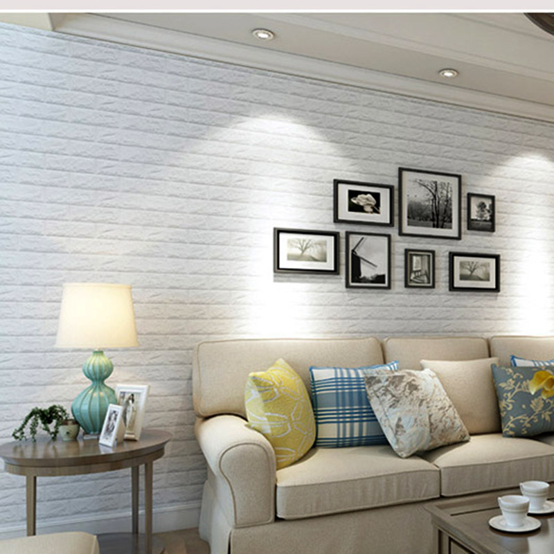 White Brick 3D Wall Panels PE Foam Wall Stickers Self Adhesive 3D Textured Wall panel for Kitchen Living Room Bedroom