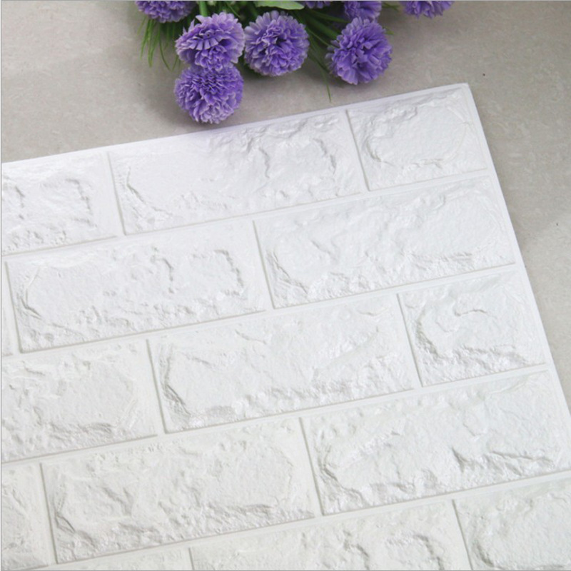 White Brick 3D Wall Panels PE Foam Wall Stickers Self Adhesive 3D Textured Wall panel for Kitchen Living Room Bedroom