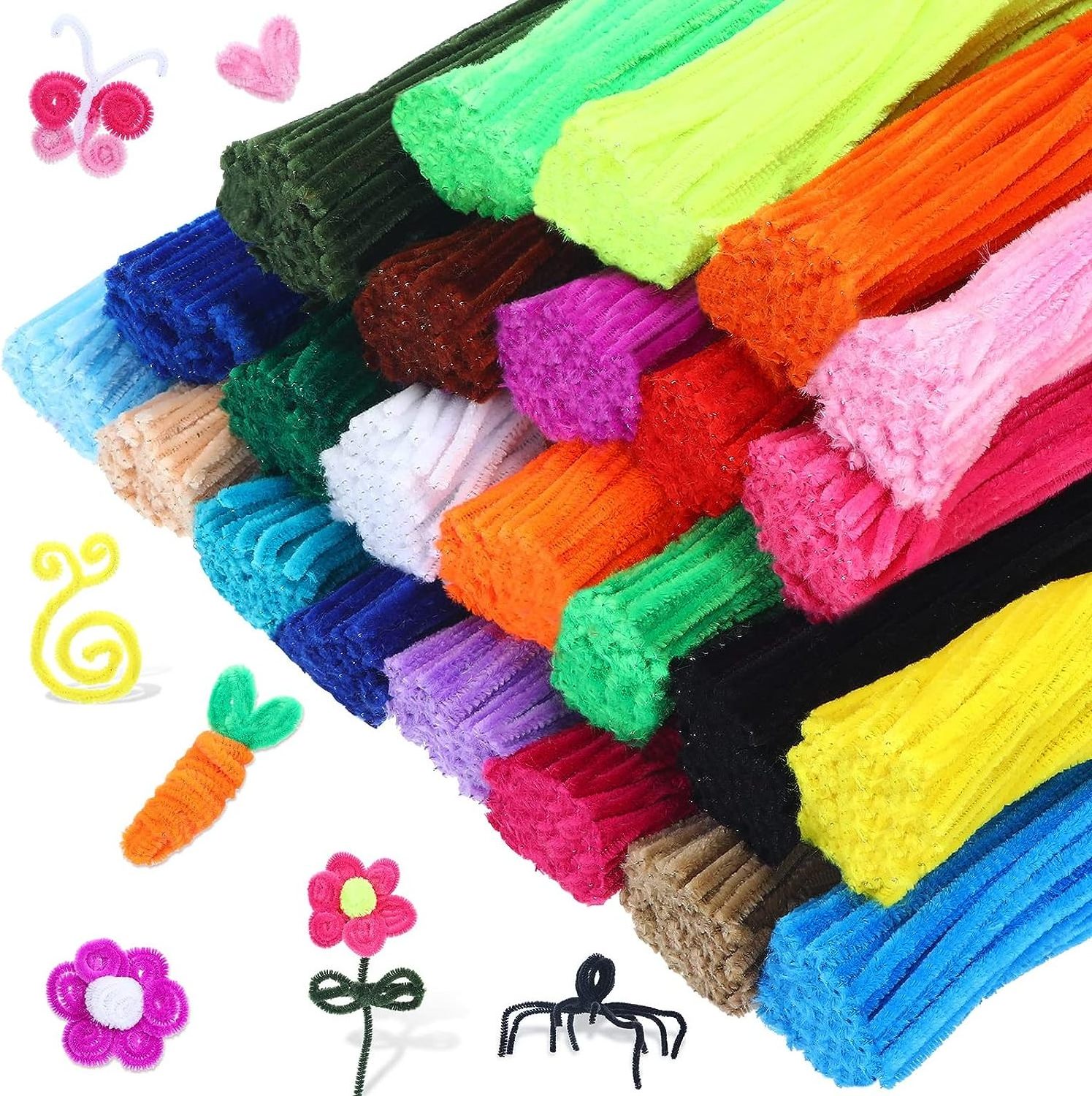 Colorful Chenille Stems Craft Pipe Cleaners Fuzzy Sticks Children's Craft Supplies for Kids DIY Art