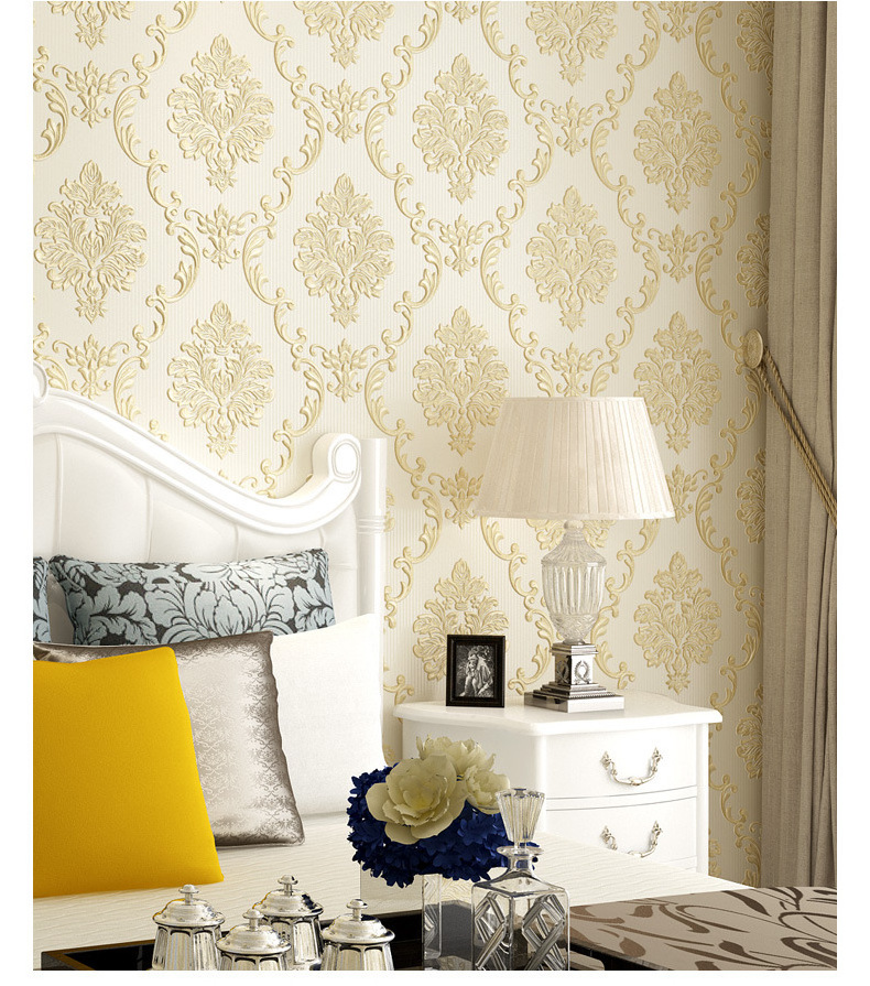 Victorian Damask Embossed Wallpaper Peel and Stick Wall Paper Mural for Bedroom Bathroom Living Room Home Decoration