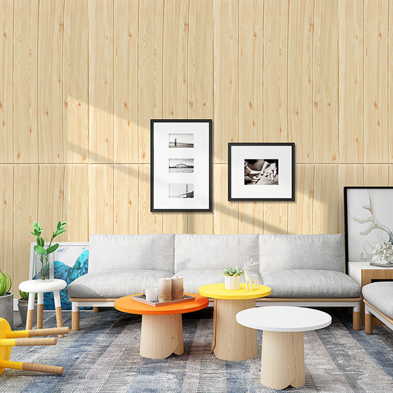 Waterproof peel and stick wood grain self adhesive 3D foam wallpaper soft wall sticker