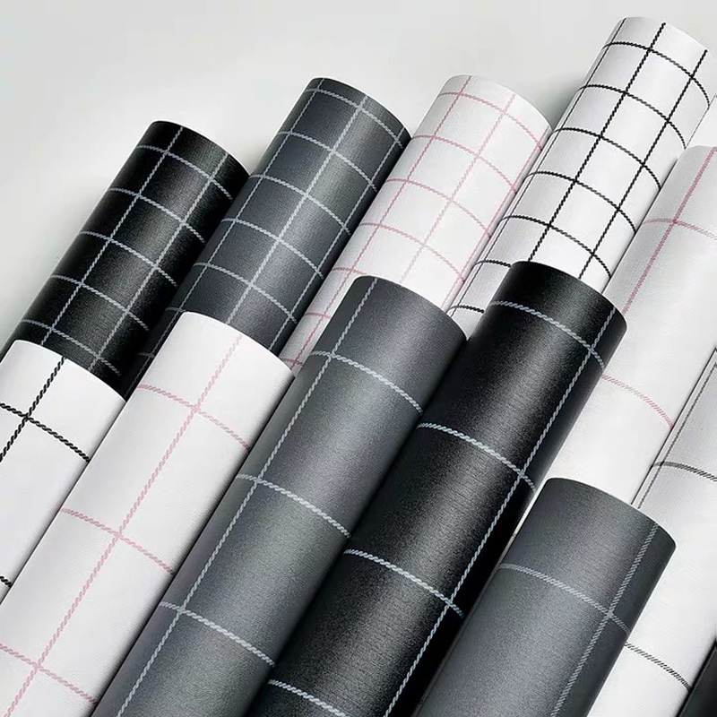 PVC Waterproof black peel and stick lattice wall paper rolls live black self-adhesive wallpaper