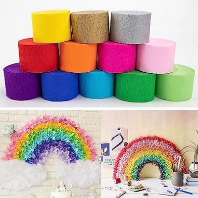 Crepe Paper Streamers Rolls 16 Color, Metallic Crepe Paper Decorations Birthday Party Decor Wedding Hanging Confetti