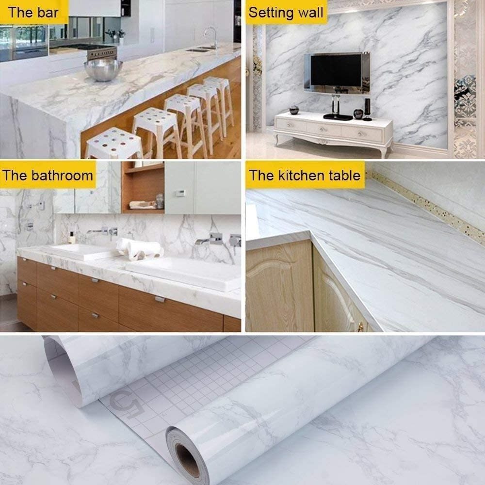 Marble self-adhesive kitchen desktop dormitory wallpaper cabinet self-adhesive wallpaper