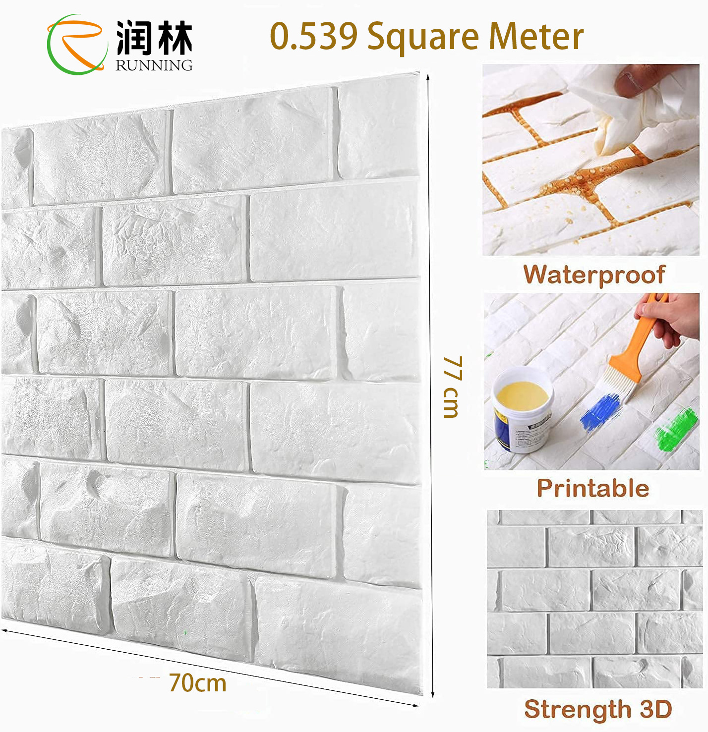 3d Foam Wallpaper Brick Panels PE Foam Wall Stickers Artificial Brick Sheet 70x77CM For Home Decoration