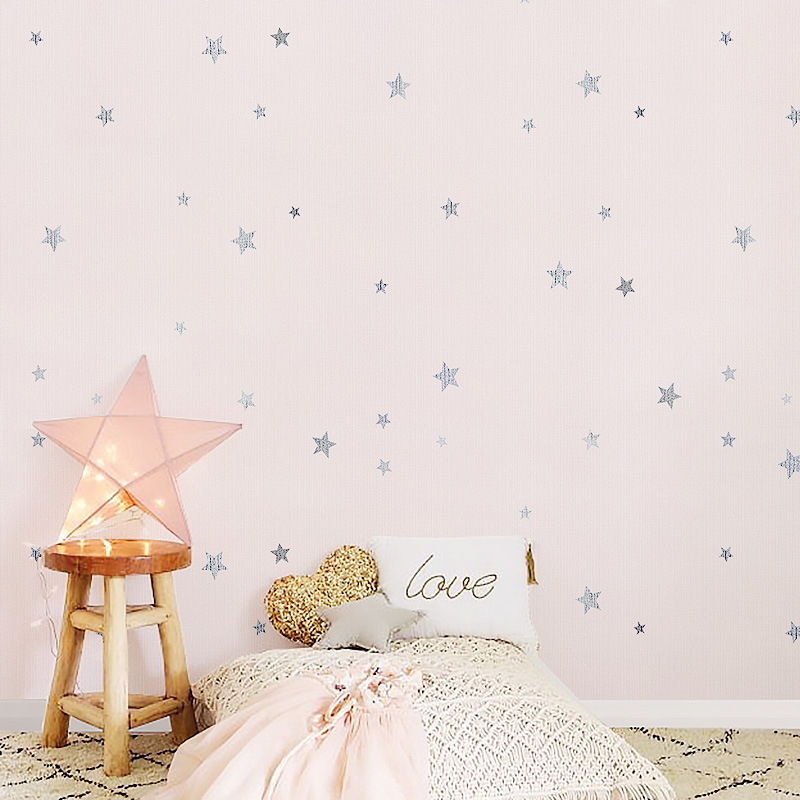 Peel and Stick Self-Adhesive Removable Wallpaper Stars Wall Sticker Cartoon wallpaper for Kids Boy Girls Baby Room Decoration