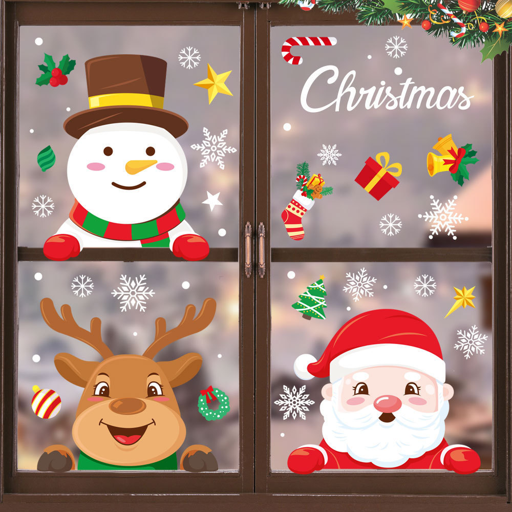 Snowflake Window Clings Christmas Decorations Double-Sided Pattern Static Window Decals for Xmas Window Stickers