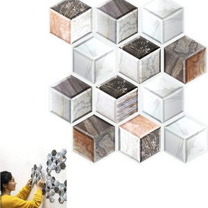 Wholesale self-adhesive mosaic tiles wall sticker Light 3D Backsplash Peel and Stick Wallpaper Smart Tile