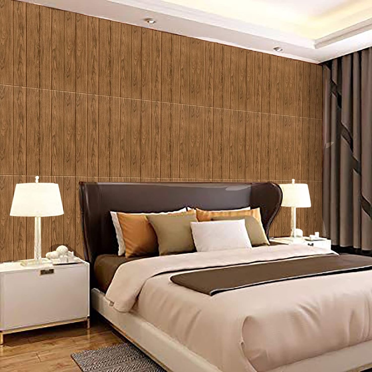 Waterproof peel and stick wood grain self adhesive 3D foam wallpaper soft wall sticker