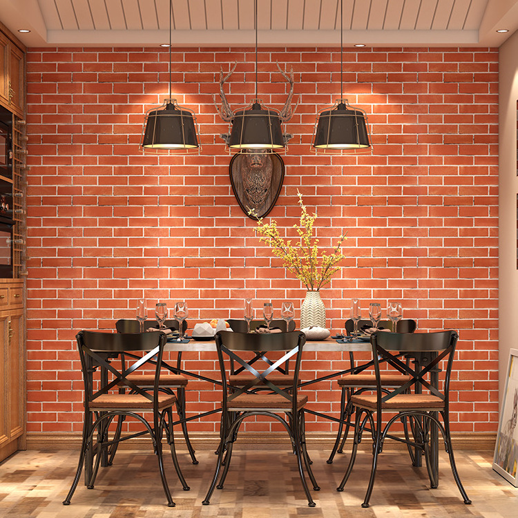 Hot selling brick design PVC self-adhesive wallpaper for living room hotel bedroom bar restaurant