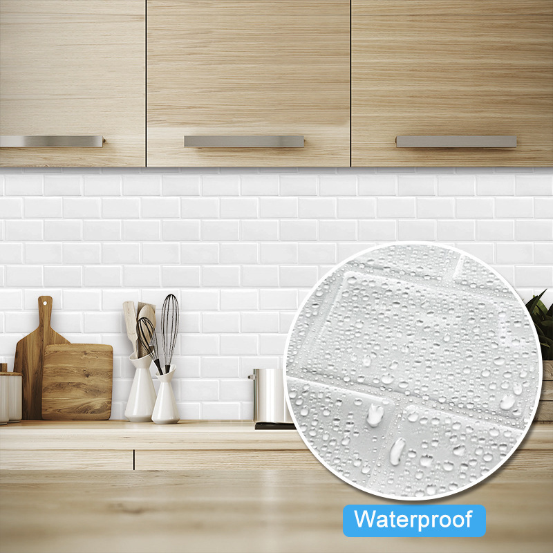 Wholesale Peel and Stick Kitchen Backsplash Self-Adhesive Vinyl Subway Tiles White Faux Limestone Tiles