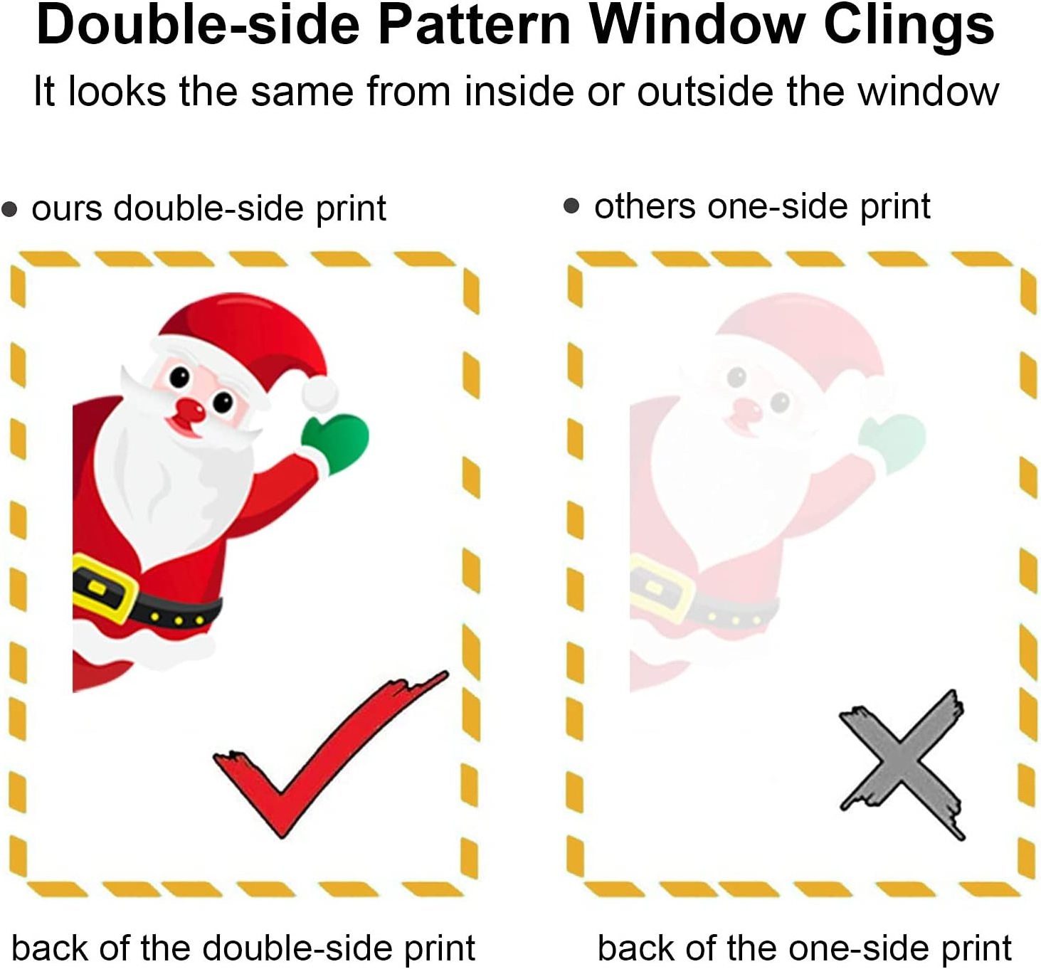 Snowflake Window Clings Christmas Decorations Double-Sided Pattern Static Window Decals for Xmas Window Stickers