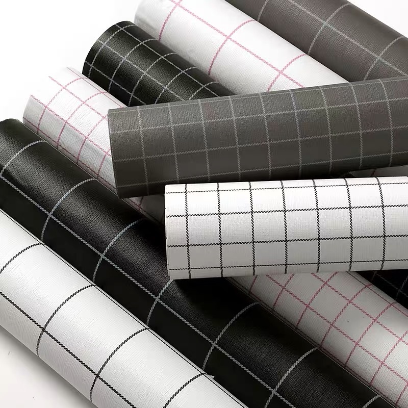 PVC Waterproof black peel and stick lattice wall paper rolls live black self-adhesive wallpaper