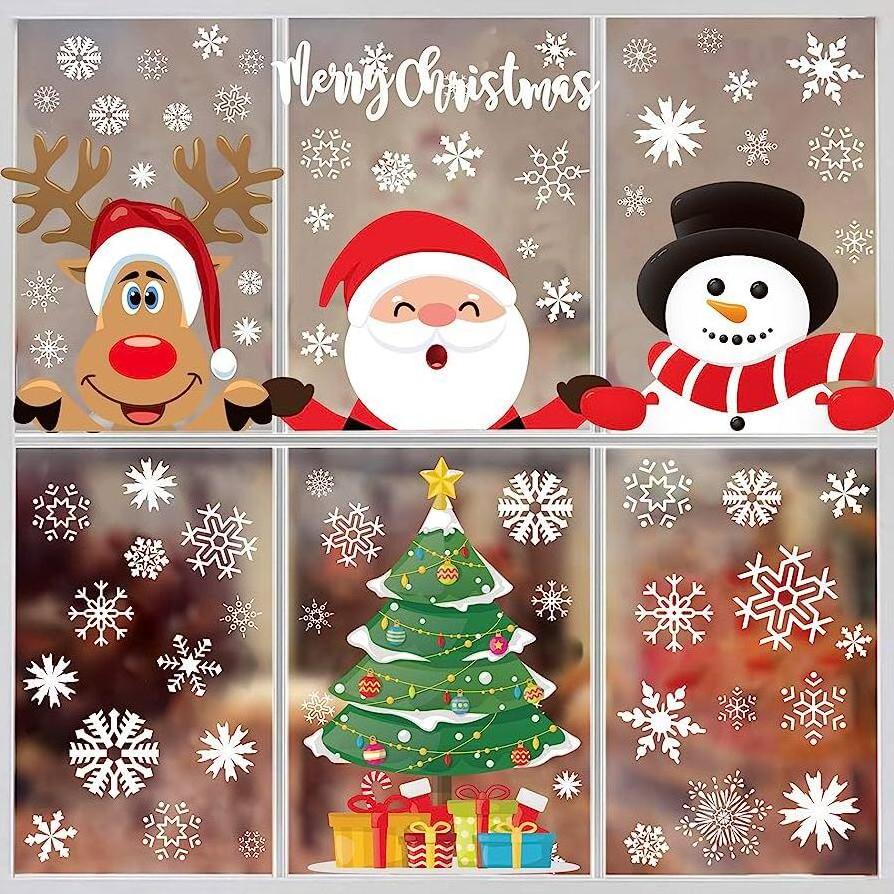 Christmas window clings stickers decorative wall stickers window glass film vinyl for home