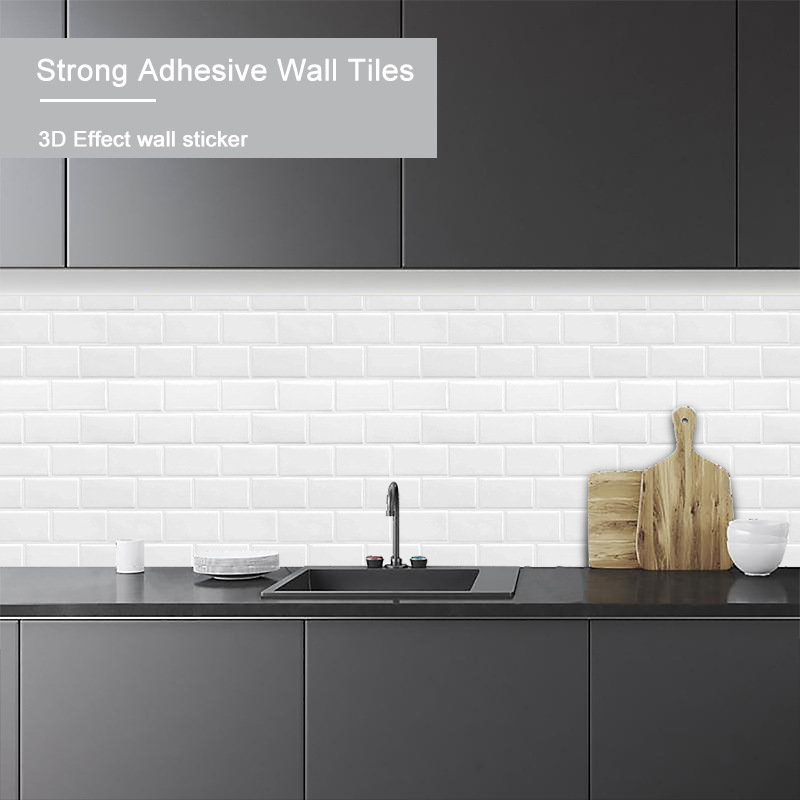 Wholesale Peel and Stick Kitchen Backsplash Self-Adhesive Vinyl Subway Tiles White Faux Limestone Tiles