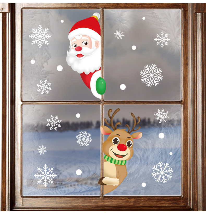 Snowflake Window Clings Christmas Decorations Double-Sided Pattern Static Window Decals for Xmas Window Stickers