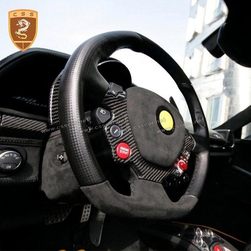 Tuning Parts Dry Carbon High Polished Car Steering Wheel Cover For Ferrari 458 Upgrade To F12