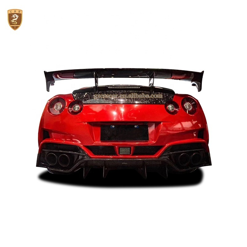 Va-ris Style Car Front Bumper Real Carbon Engine Hood Side Skirts Diffusers Body Kit For GTR R35