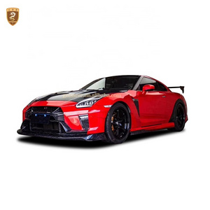 Va-ris Style Car Front Bumper Real Carbon Engine Hood Side Skirts Diffusers Body Kit For GTR R35