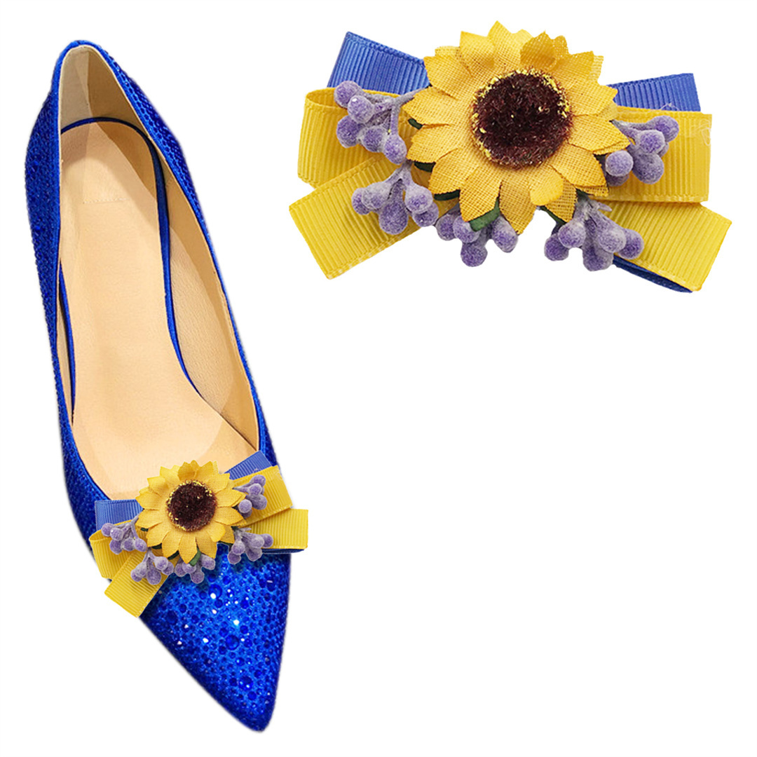 Women Detachable Shoe Buckle Sunflower Shoe Flowers Mary Jane Shoe Accessories Bow Clips