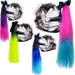 Ski Motorcycle Helmet Punk Hair Decor Wig Dirty Braid Motorcycle Helmet Dreadlocks Ponytail