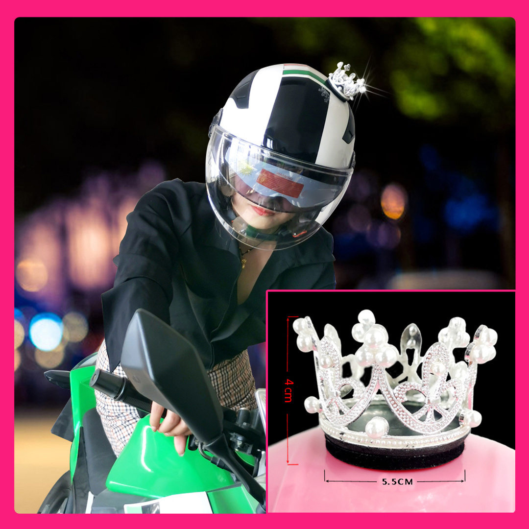 Hot Helmets Accessories Removable Motorbike Motorcycle Ski Helmet Crown Rhinestone Pearls Crown