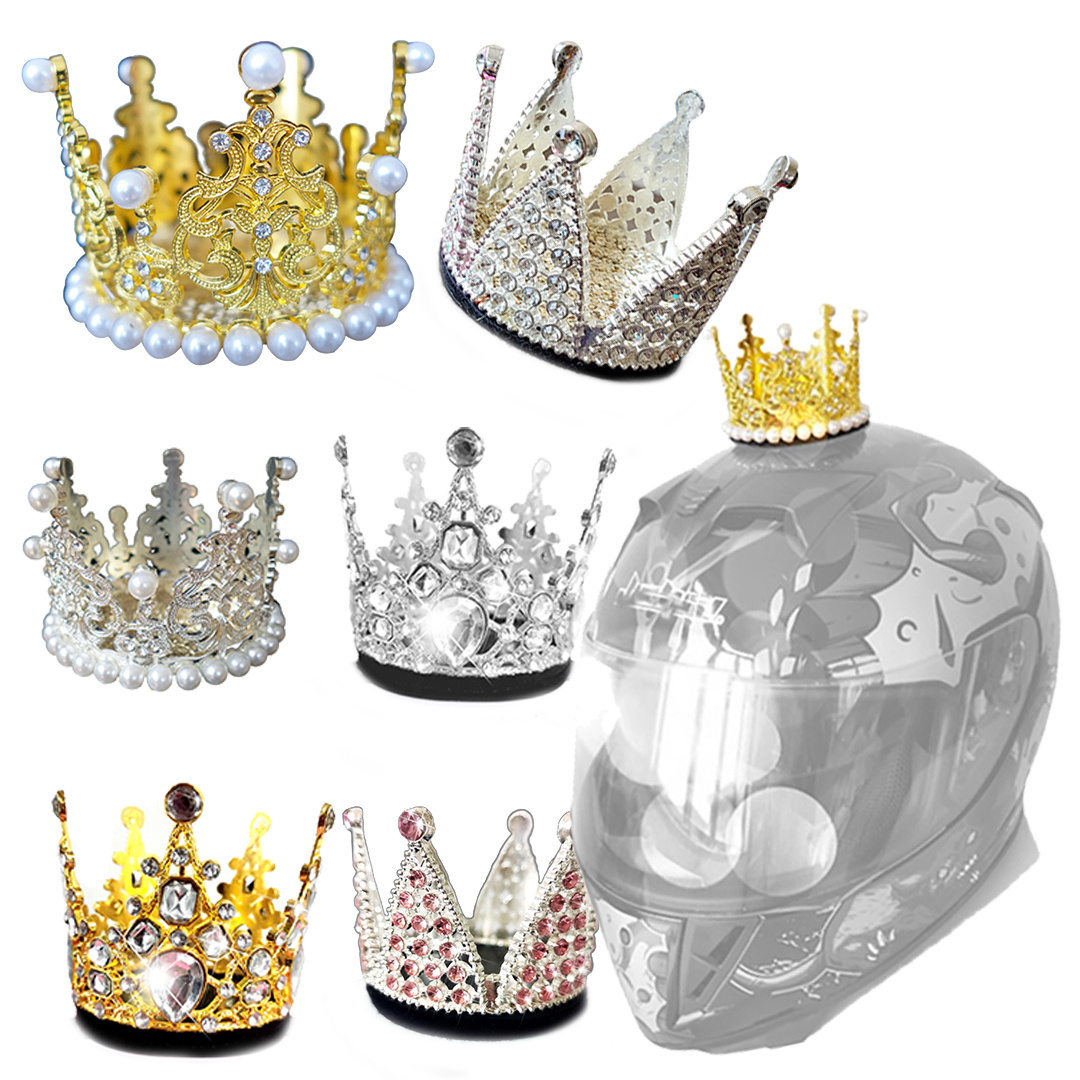 Hot Helmets Accessories Removable Motorbike Motorcycle Ski Helmet Crown Rhinestone Pearls Crown