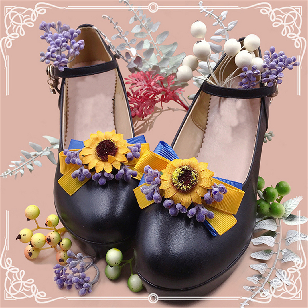 Women Detachable Shoe Buckle Sunflower Shoe Flowers Mary Jane Shoe Accessories Bow Clips