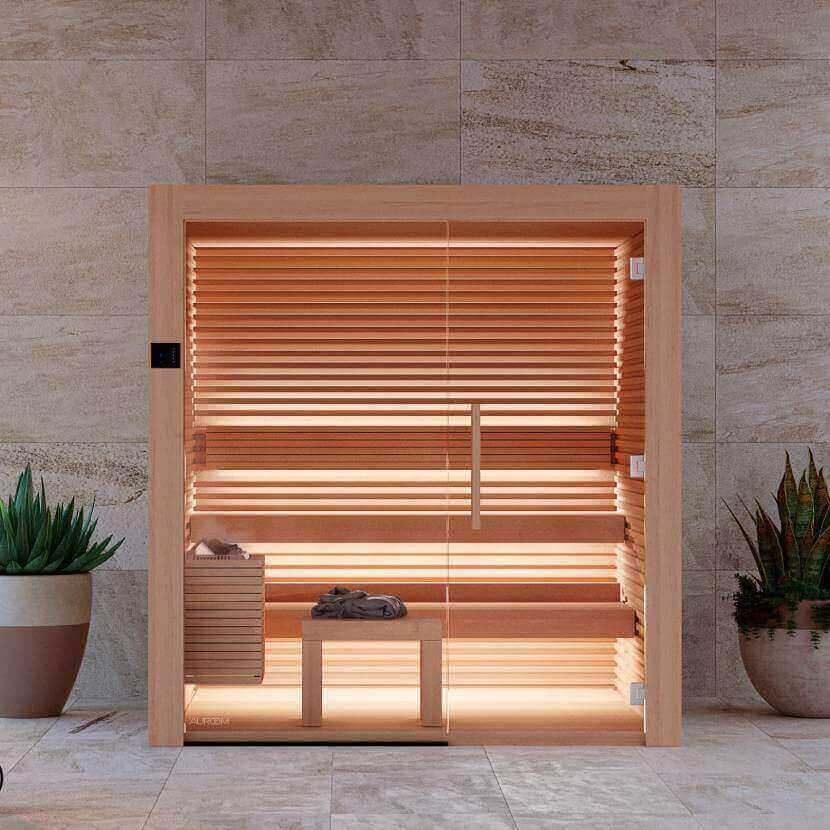 2024 New Design Great Quality Traditional Sauna Hemlock 4 People Indoor Sauna Room With Intelligent Control Panel