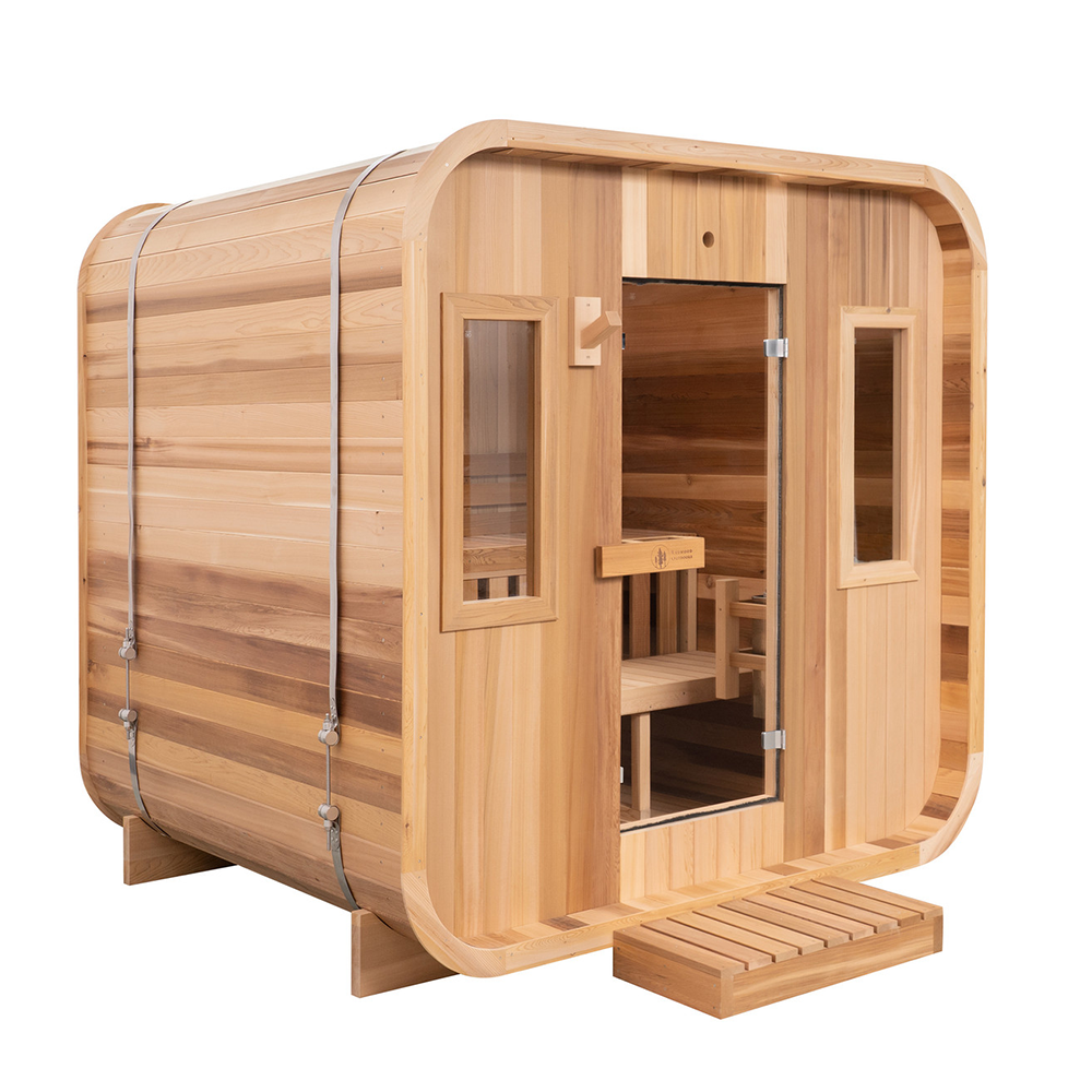 Best Selling High Quality Canada Red Cedar Or Hemlock Material Square Wooden Outdoor Sauna Room