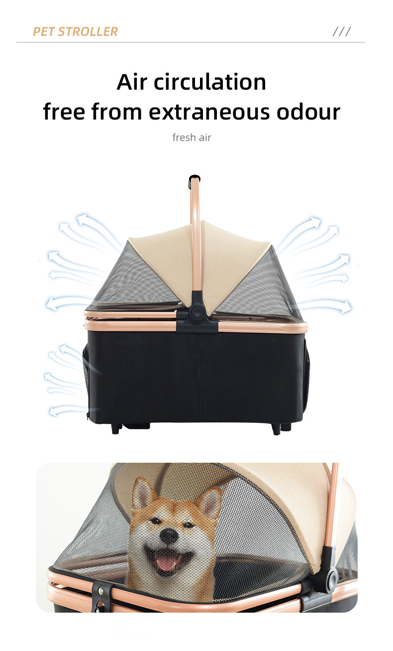 //foldable small luxury portable four wheels cat pet carrier japan pet stroller for cat and dog