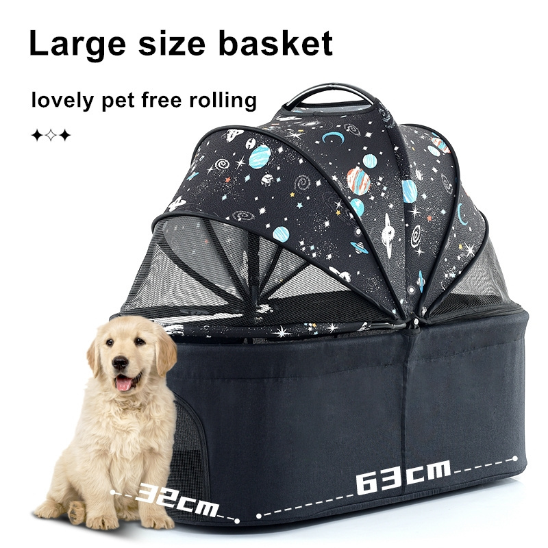 2024 New Design Fashionable Pet Stroller Travel 4 Wheels Pet Strollers For Large Dogs