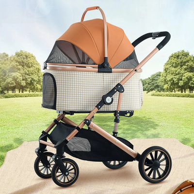 2024 Pet Stroller Cat Dog Stroller With Storage Basket Foldable Lightweight Dog Carrier Trolley Jogging Stroller BestSuppliers