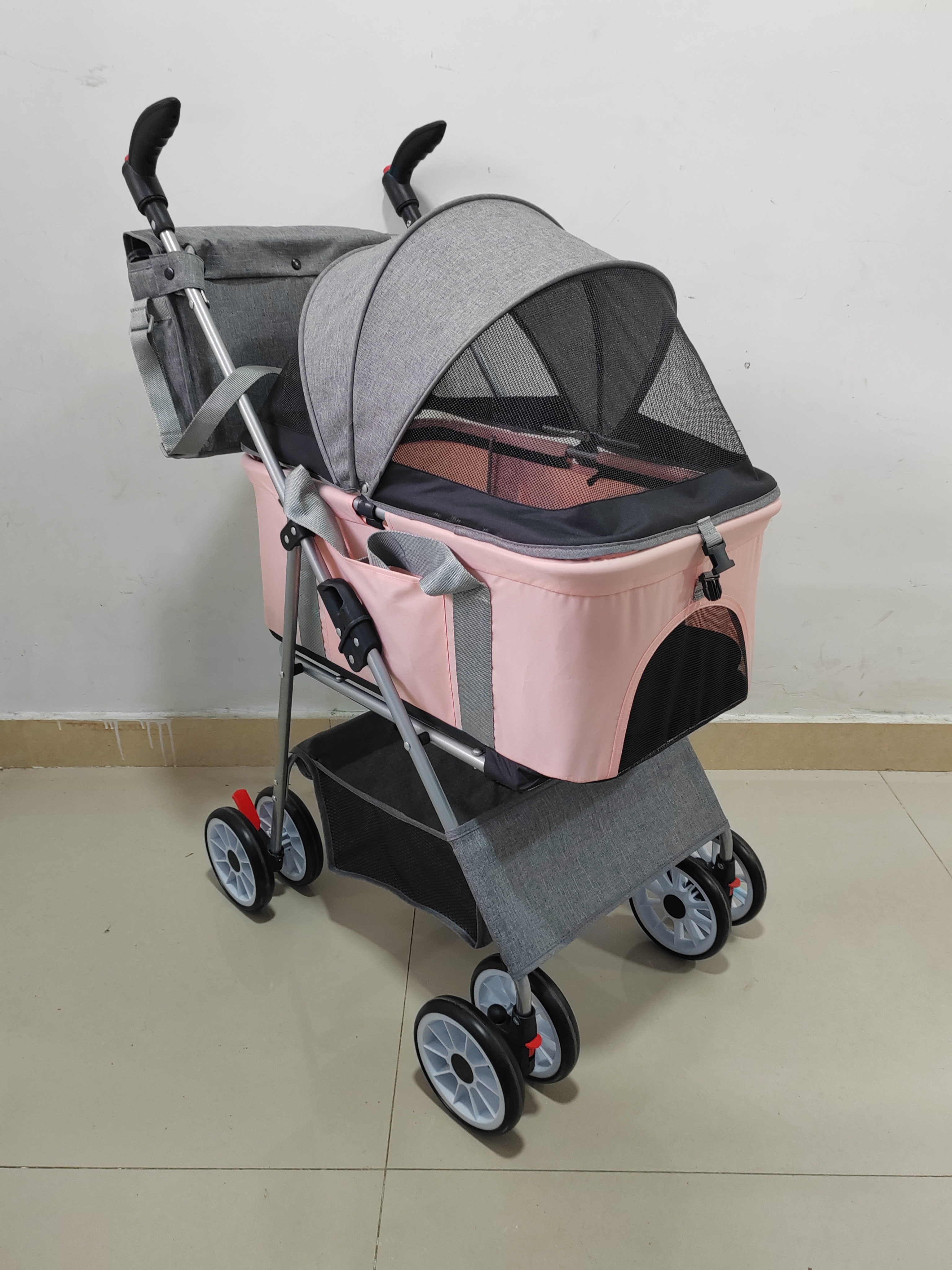 Folding Pet Stroller - Compact & Space-Saving Design for Easy Storage & Travel