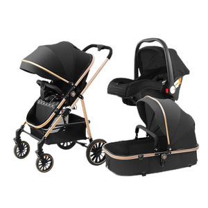 Wholesale Luxury Custom Foldable Aluminum Baby Pram Lightweight Travel Airplane 3 in 1 Baby Stroller with Car Seat