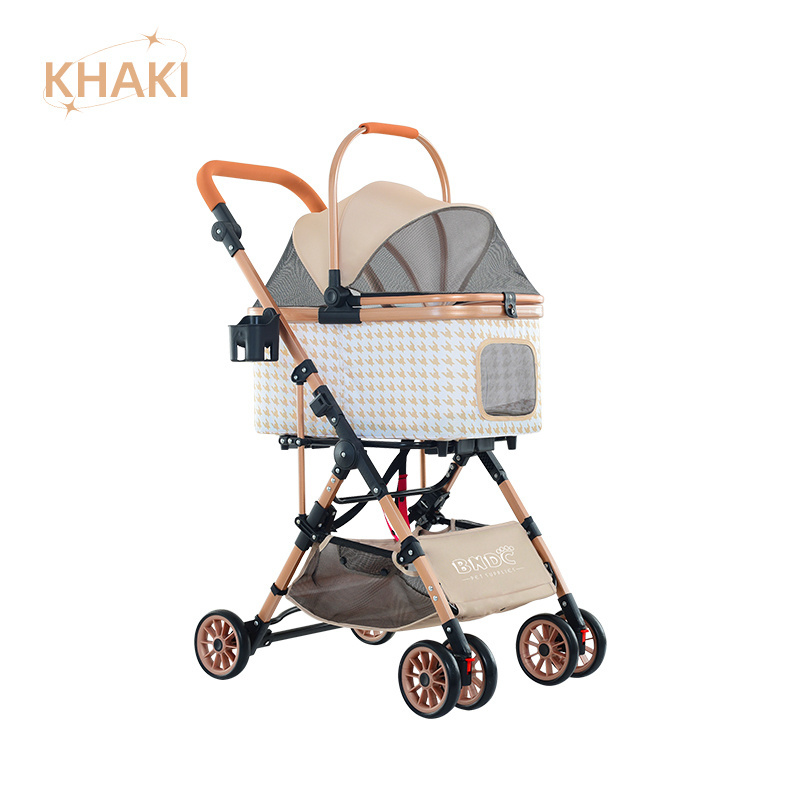 Trolley Small Luxury Cat Pram Bike Folding 4 Wheels Pet Stroller