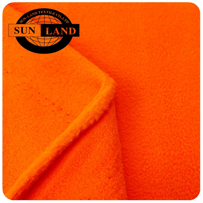 NEON-Orange Polar Fleece 100% Polyester DTY Micro Polar Fleece Fabric Tela Polar For Garment