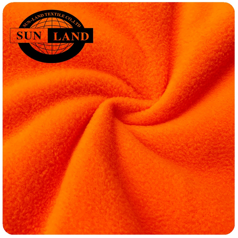 NEON-Orange Polar Fleece 100% Polyester DTY Micro Polar Fleece Fabric Tela Polar For Garment