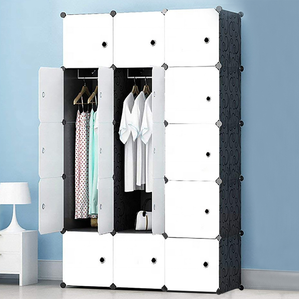 Hot Sale Cabinet Rectangular Plastic  Portable Cube Foldable Wardrobe Organiser Wardrobe