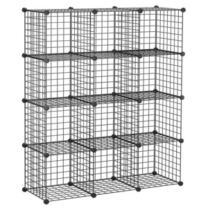 Factory direct sale Diy 12 Cube Metal Wire Storage Organizer Mesh Shelves For Books Toys Bags