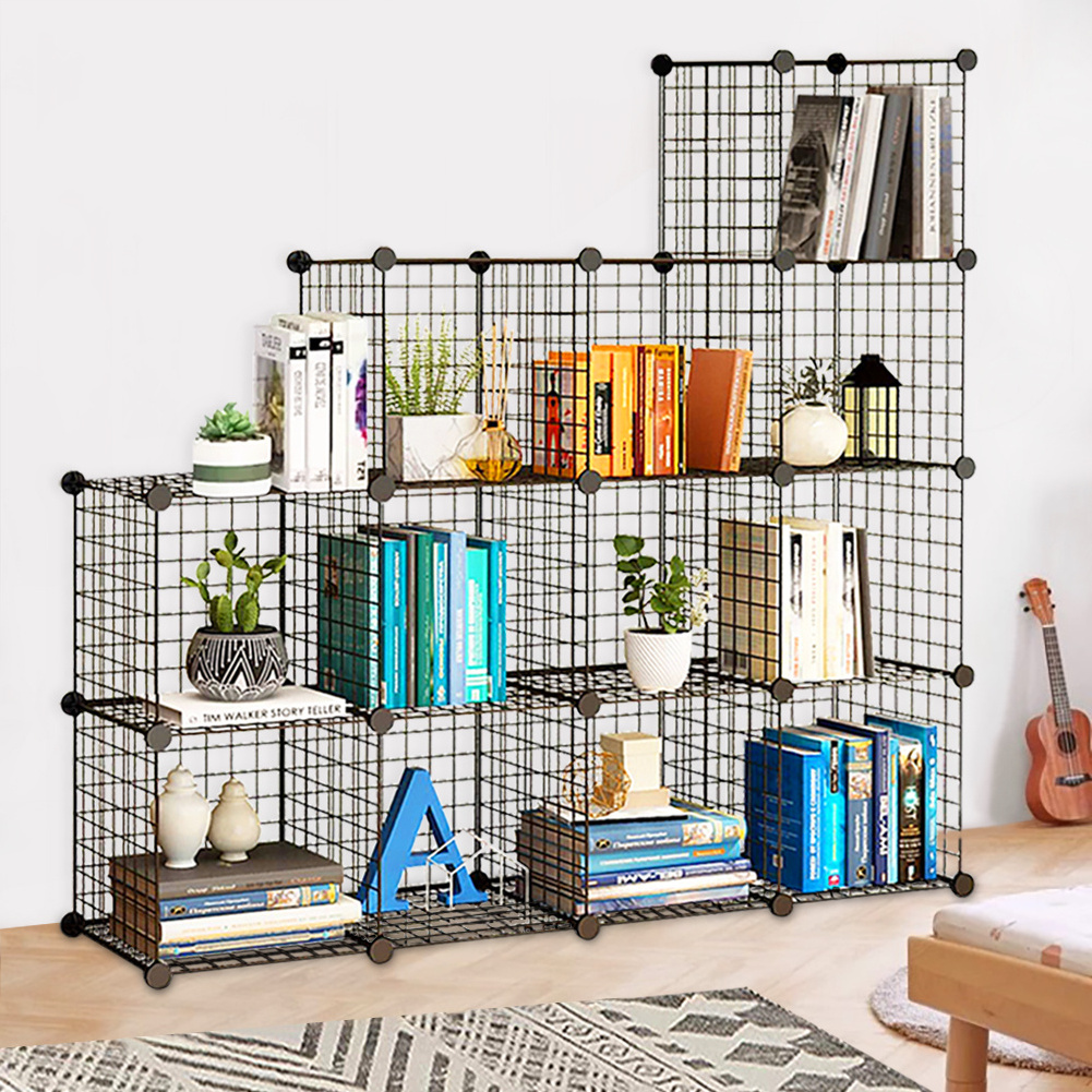 Compartment 16 Black wire storage shelf Metal grid storage shelf cube storage organizer