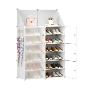 Good Quality Home Furniture 2 Rows Of 6 Tiers Locker Simple Plastic Modern Dustproof Foldable Shoes Storage Rack Shelf