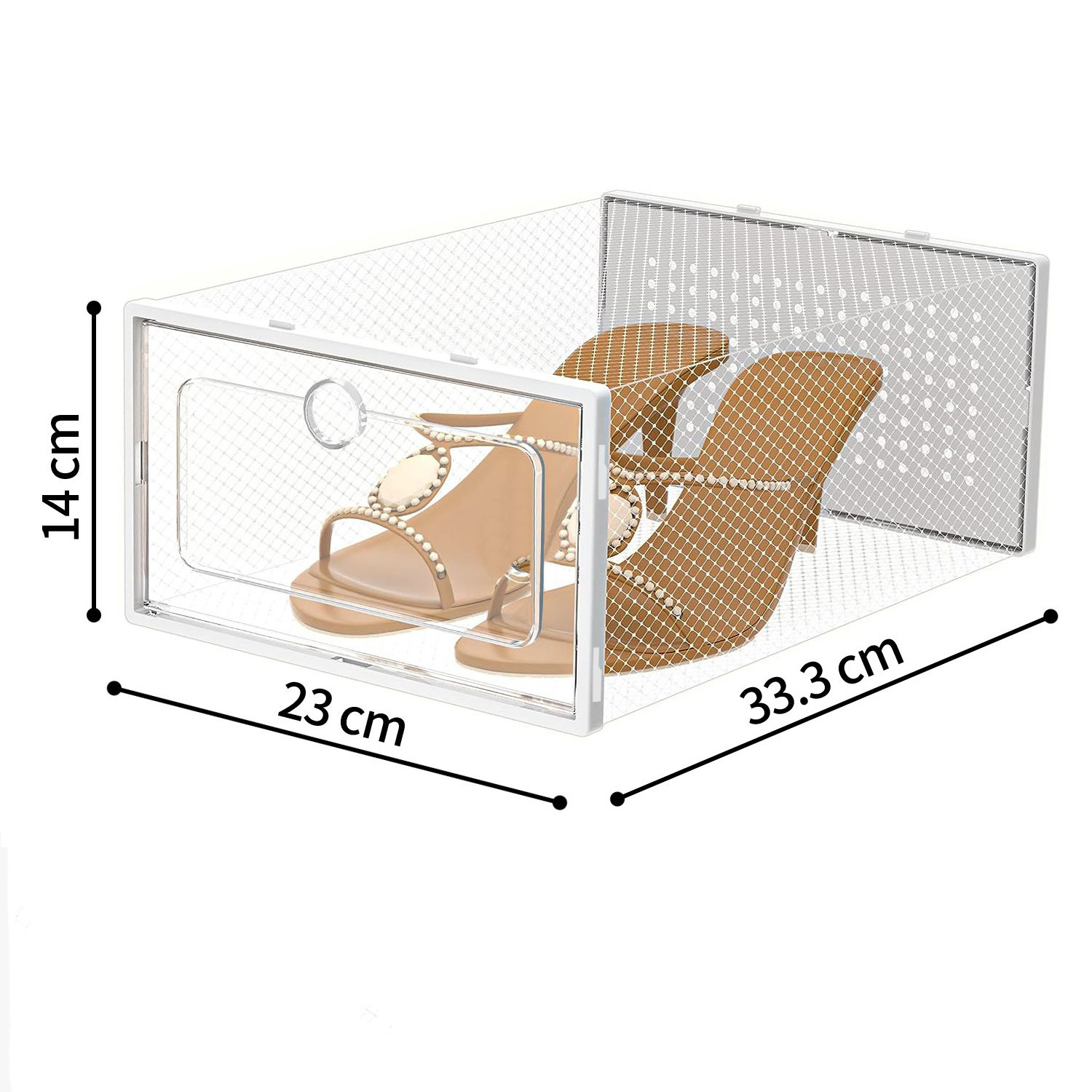 Wholesale Stackable Shoes Box Plastic Storage Clear Drop Front Shoe Box Shoe Organizer with Round Hole