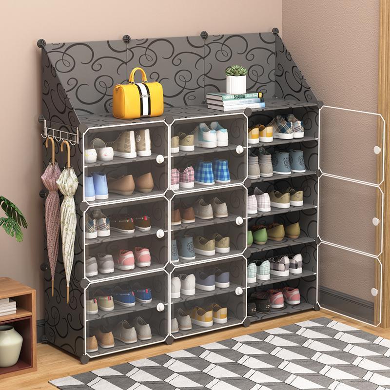 Good Quality Home Furniture 2 Rows Of 6 Tiers Locker Simple Plastic Modern Dustproof Foldable Shoes Storage Rack Shelf