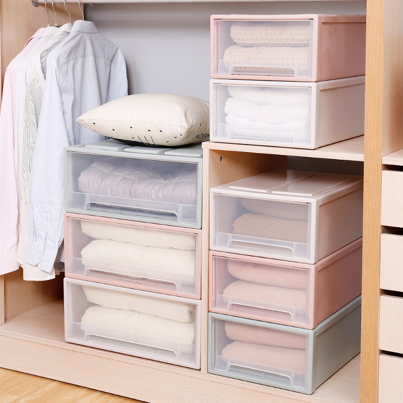 Underwear Drawer Organizer Divider Stackable Closet Organizers Closet Plastic Storage Box with Pull Out Drawer