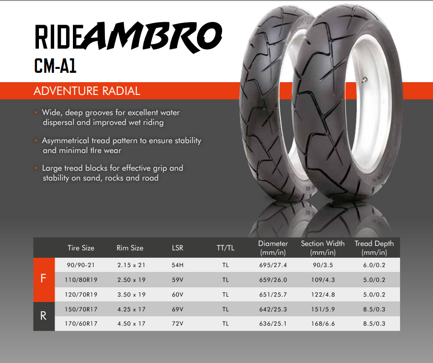 CM-A1 Excellent Water Dispersal Various Size 120/70R19 160/60ZR17 Sport and Racing Motorcycle Tires