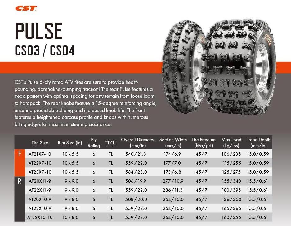 CST Tires Pulse Rear CS04 28X12.00-14 30X12.00-14 AT21X7-10 AT20X10-9 Four-Wheeler Atv/Utv Tyre Atv Tires