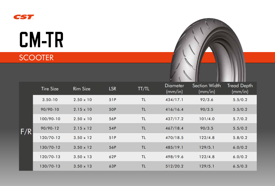 CST CM-TR 130/70 -12 CM-TR 56P TL 130 70 12 Road Motorcycle Tires